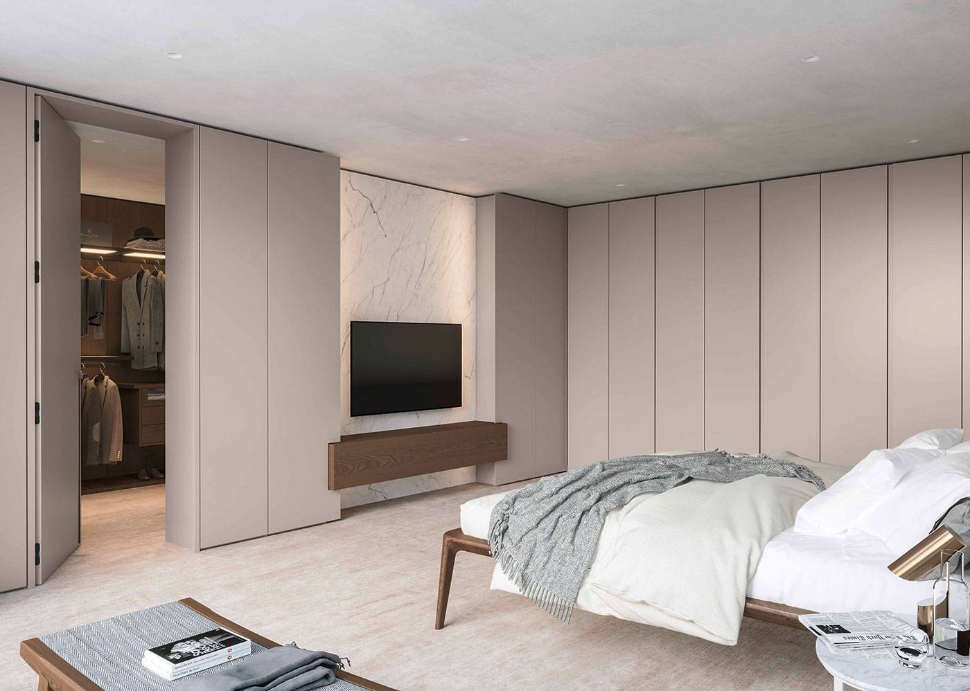 Tendances Dressings 2023 : Les nouvelles tendances en architecture d'Intérieur pour chambres et bureaux - Dressing moderne et lumineux de notre fournisseur et partenaire Olivieri