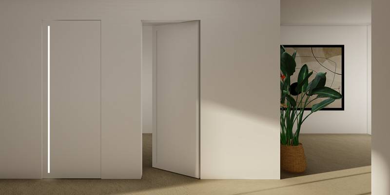 Tendances portes d'intérieur 2023 : les incontournables en architecture d'intérieur - Portes modernes avec éclairage intégré de notre partenaire et fournisseur Staino & Staino